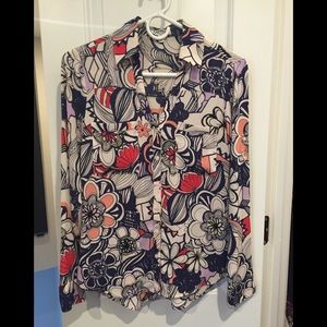 Express Portofino original fit floral blouse